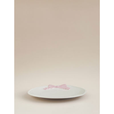 Dinner plate with pink and white bow design, imported from the UK