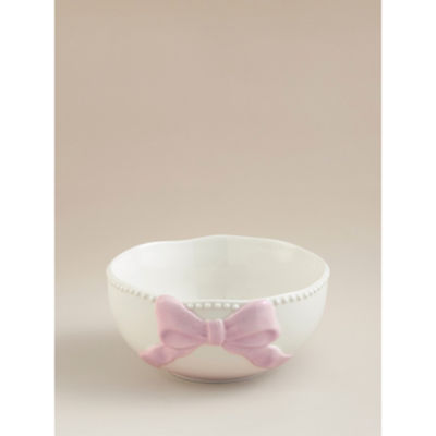 Pink and white bow stoneware cereal bowl 14.8cm, UK version