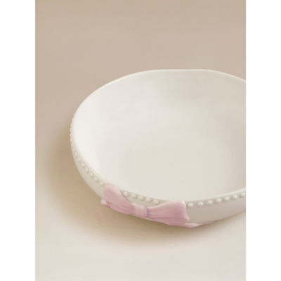 Pink and white stoneware bow pasta bowl, UK version