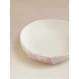 Pink and white stoneware bow pasta bowl, UK version