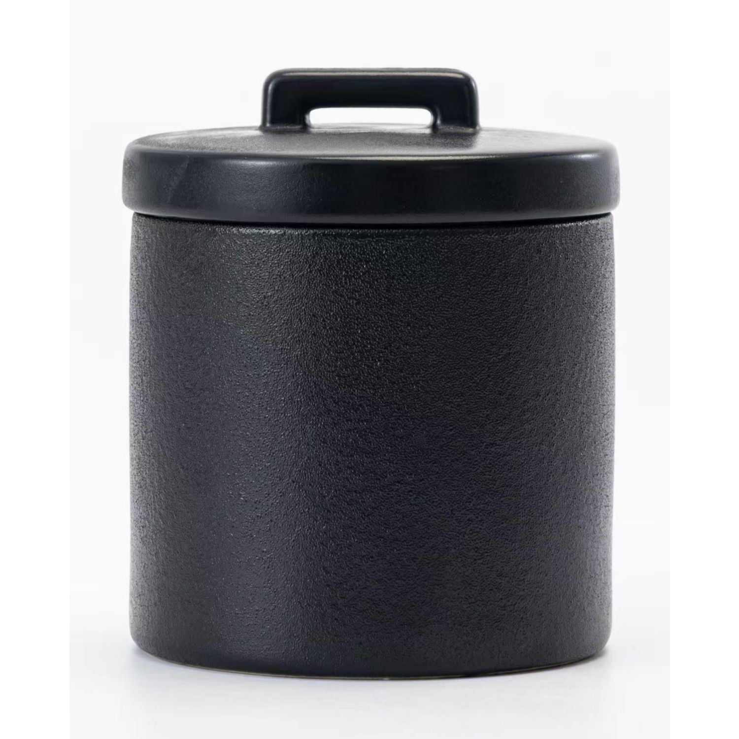 Black textured stoneware canister 11x11x12.8cm (British brand)