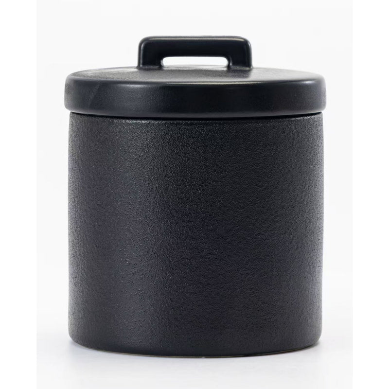 Black textured stoneware canister 11x11x12.8cm (British brand)