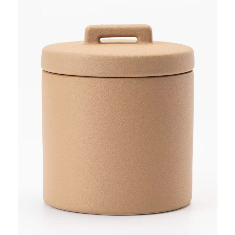 Natural textured stoneware canister for kitchen storage, UK version