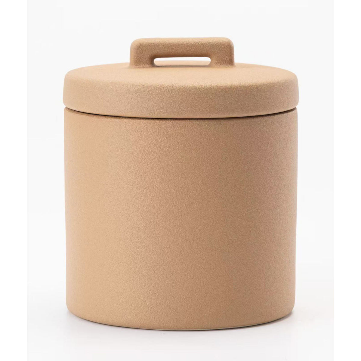 Natural textured stoneware canister for kitchen storage, UK version