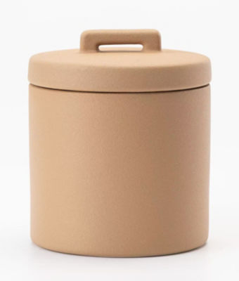 Natural textured stoneware canister for kitchen storage, UK version