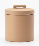Natural textured stoneware canister for kitchen storage, UK version