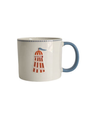 Embossed Helter Skelter stoneware mug (British brand)