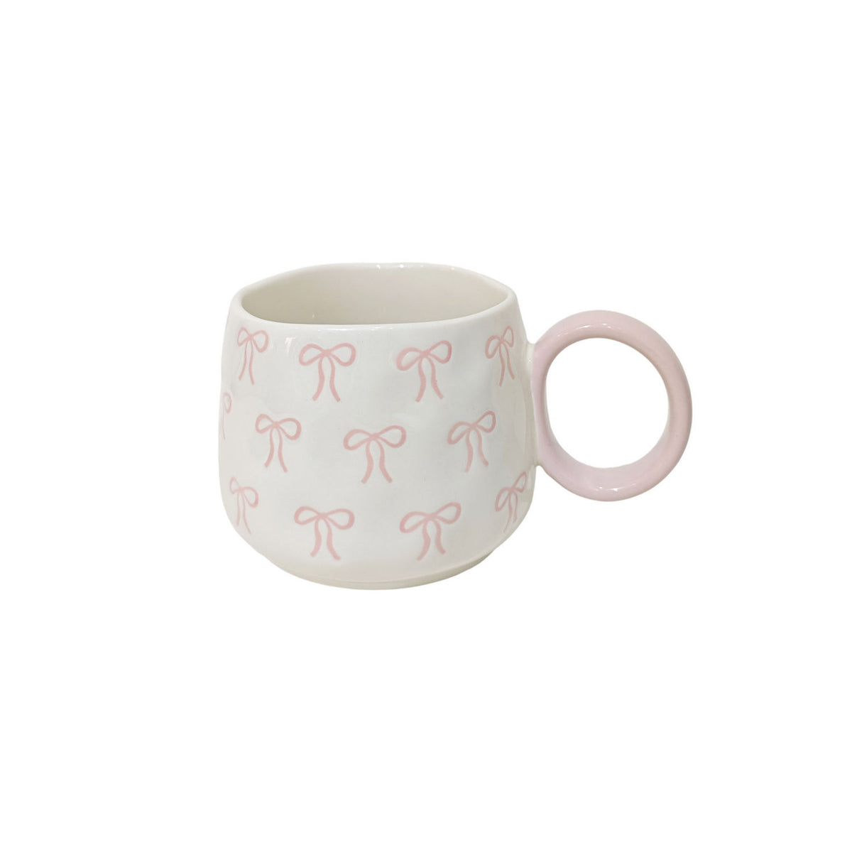 Pink Bow stoneware mug (British brand)