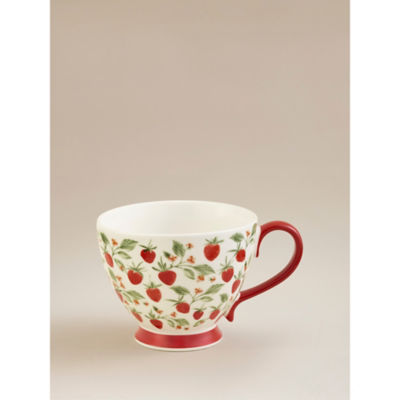 Strawberry footed mug in red and white design - British product