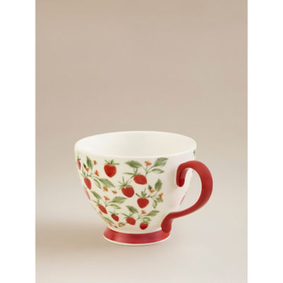 Strawberry footed mug in red and white design - British product