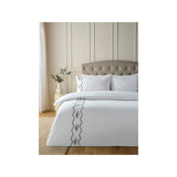 Embroidered floral wave duvet set king size - British product