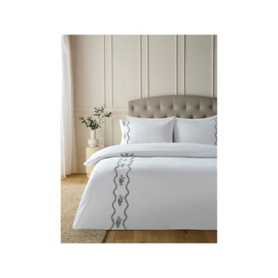 Embroidered floral wave duvet set king size - British product