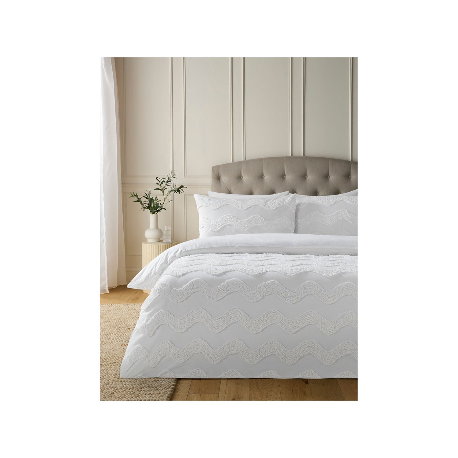 Cotton duvet set tufted wavy stripe super king - British product