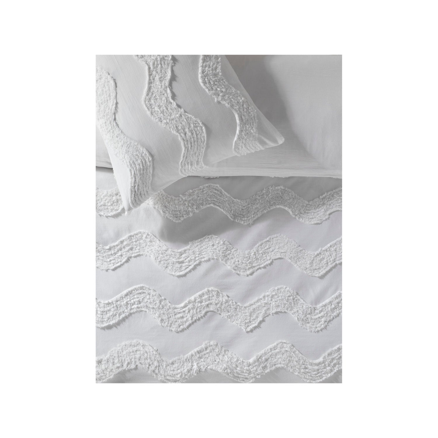Cotton duvet set wavy stripe tufted double - British product