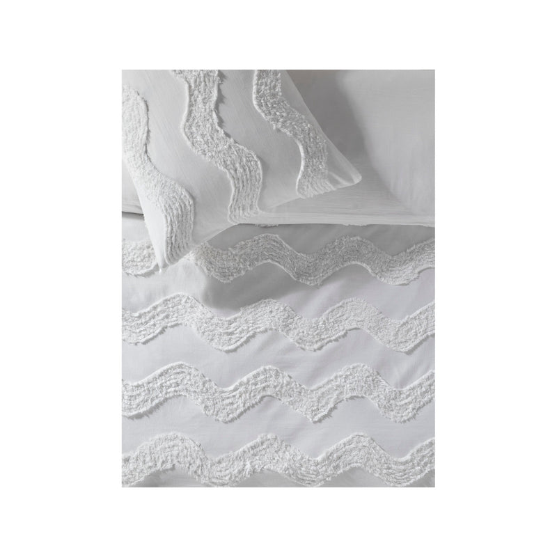 Cotton duvet set wavy stripe tufted double - British product