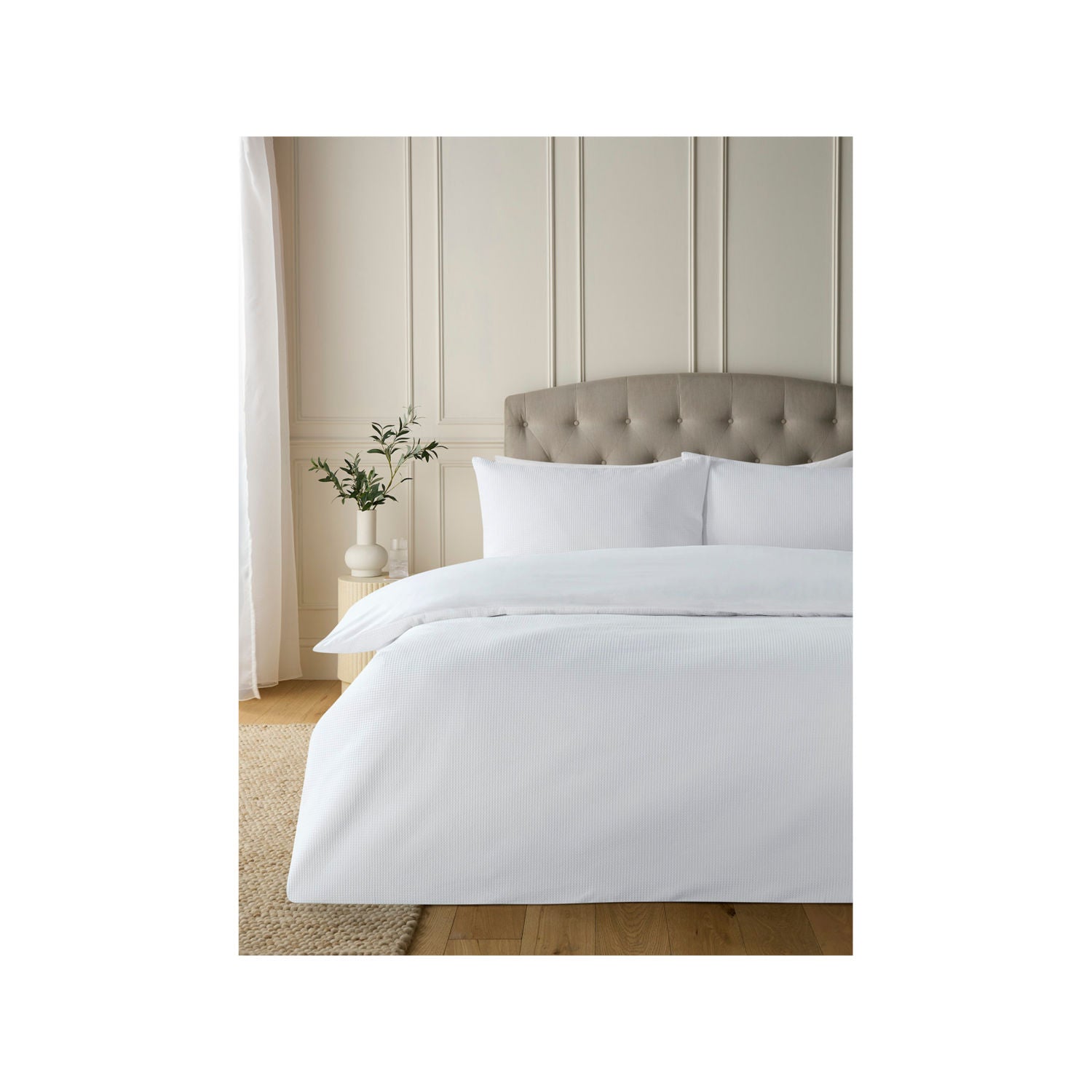 White textured waffle cotton duvet set king - British product