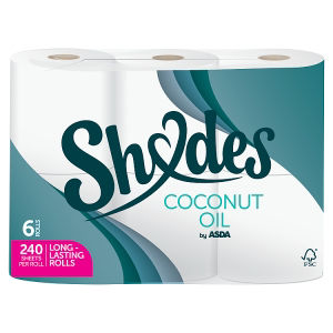 Shades by ASDA coconut oil toilet tissue 6 rolls, UK version