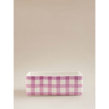 Purple Gingham Ceramic Trough Planter, imported from the UK