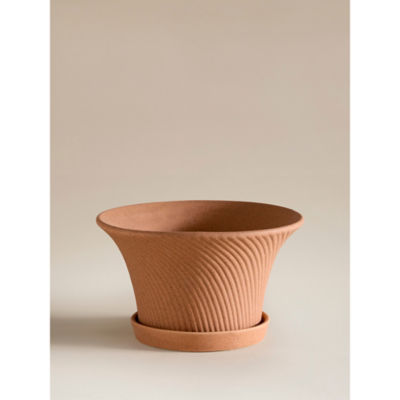 Coral fluted ceramic planter 20.7cm - British product