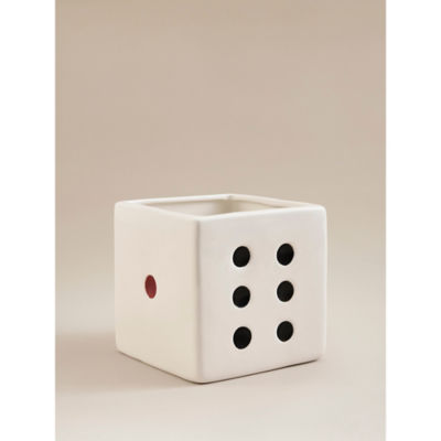 Ceramic dice planter white 15cm, imported from the UK