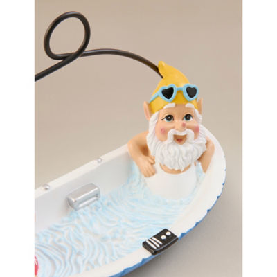 Hand painted gnome birdbath with hanging hook (British brand)