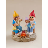Gnome family light-up campfire garden ornament, UK version