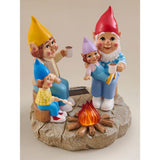 Gnome family light-up campfire garden ornament, UK version