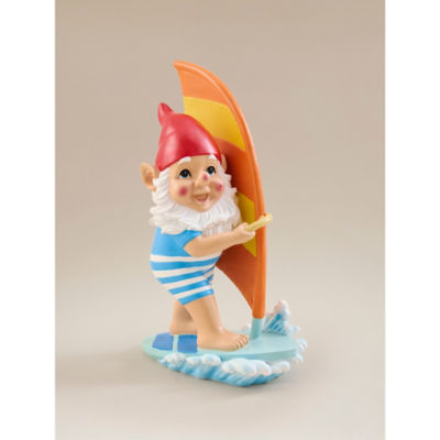 Windsurfing gnome ornament hand painted multicoloured 23.5cm - British product