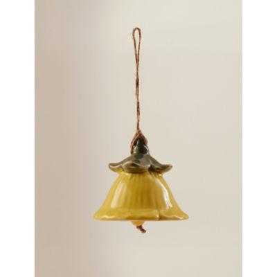 Yellow ceramic flower windchime decorative garden ornament - British product