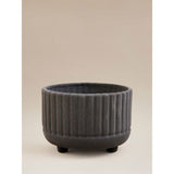 Ceramic planter grey ribbed 18cm, imported from the UK