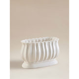 Cream ceramic urn planter with drainage hole, 23cm wide - British product