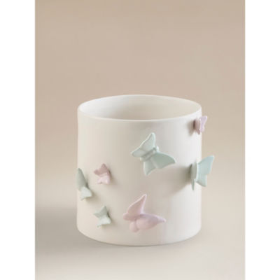 White glazed ceramic butterfly planter 16cm (British brand)