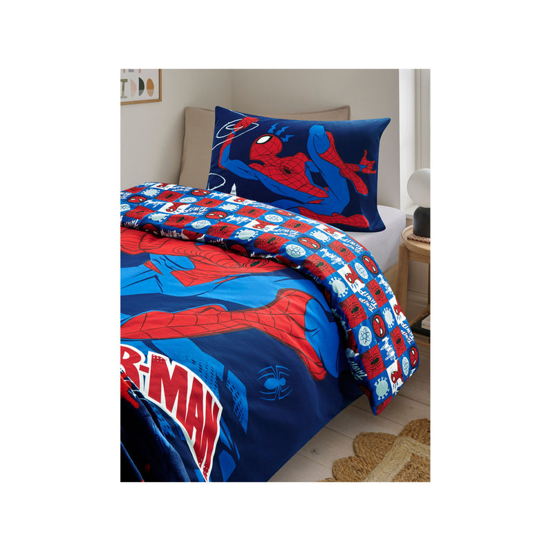 Marvel Spider-Man navy reversible duvet set single - British product