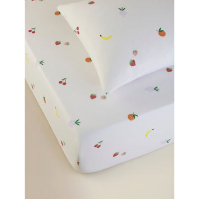 Mixed Fruits single fitted sheet and pillowcase set, British product