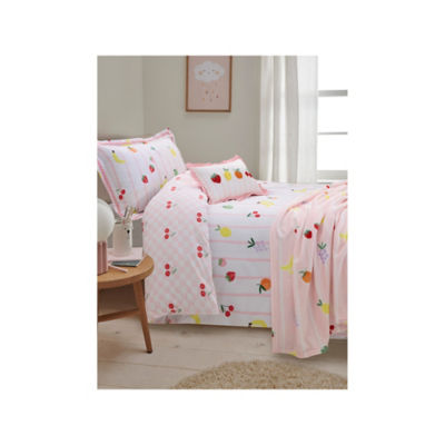 Toddler duvet set mixed fruit ric rac trim, imported from the UK