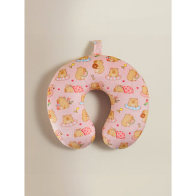 Pink Capybara travel pillow 28x31cm polyester (British brand)