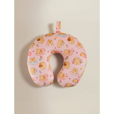 Pink Capybara travel pillow 28x31cm polyester (British brand)