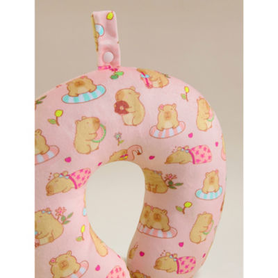 Pink Capybara travel pillow 28x31cm polyester (British brand)