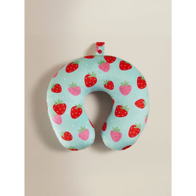 Travel pillow pink strawberry 28x31 cm, imported from the UK