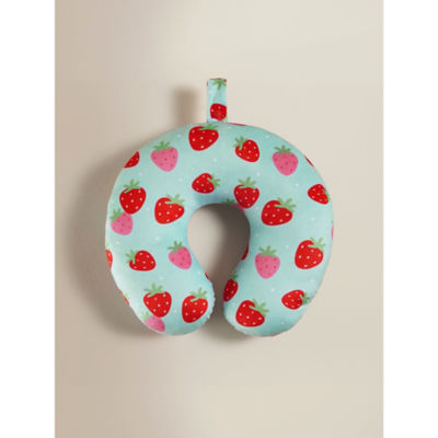 Travel pillow pink strawberry 28x31 cm, imported from the UK