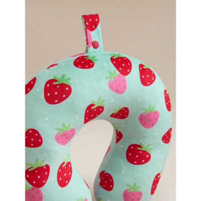 Travel pillow pink strawberry 28x31 cm, imported from the UK