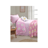Pink Daisy Frill Trim Reversible Duvet Set Single - British product