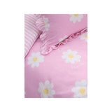 Pink Daisy Frill Trim Reversible Duvet Set Single - British product
