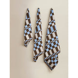Brown and blue checkerboard cotton bath towel (British brand)