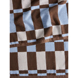 Brown and blue checkerboard cotton bath towel (British brand)