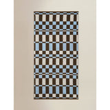 Brown and blue checkerboard cotton bath towel (British brand)