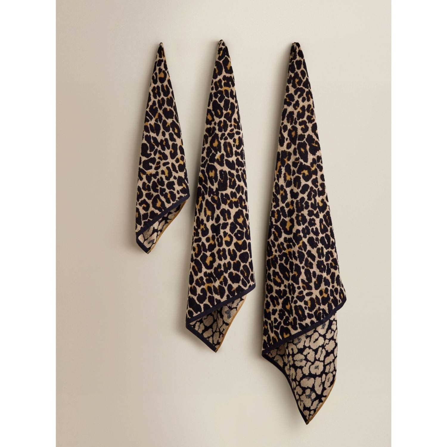 Beige leopard cotton hand towel - British product