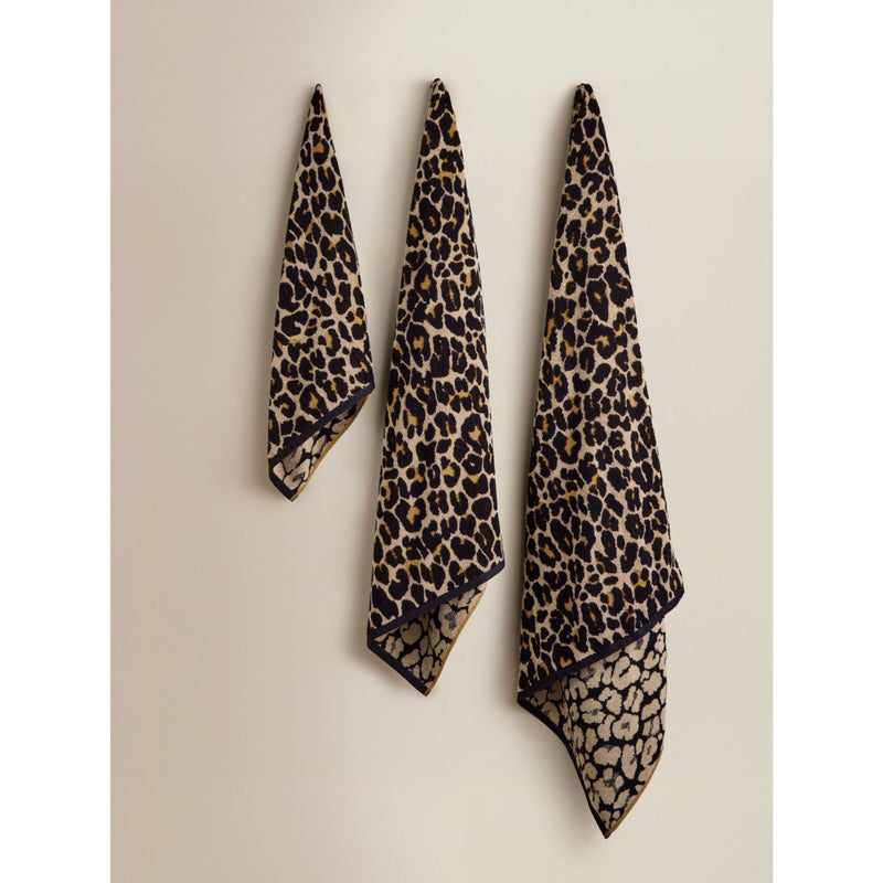 Beige leopard cotton hand towel - British product