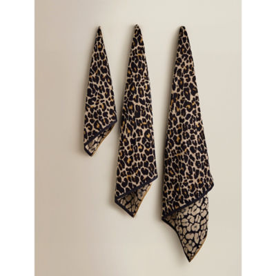 Beige leopard cotton hand towel - British product