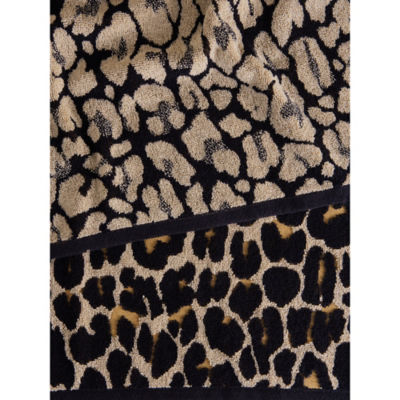 Beige leopard cotton hand towel - British product